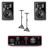 JBL 305P Mkll (2 шт) + OnStage SMS6000-P (пара) + ​Focusrite Scarlett Solo 3rd gen (1 шт)